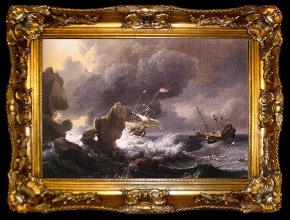 framed  BACKHUYSEN, Ludolf Ships in Distress off a Rocky Coast, ta009-2